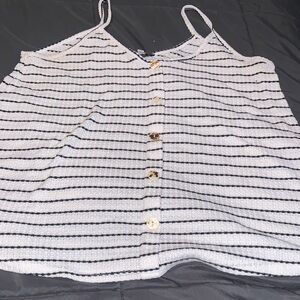 white birch White and Black Striped Button-Front Camisole